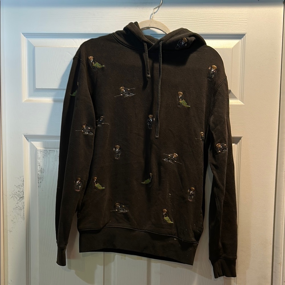 Ralph Lauren Polo Black Polo Bear Embroidered Hoodie Sweatshirt S Hooded